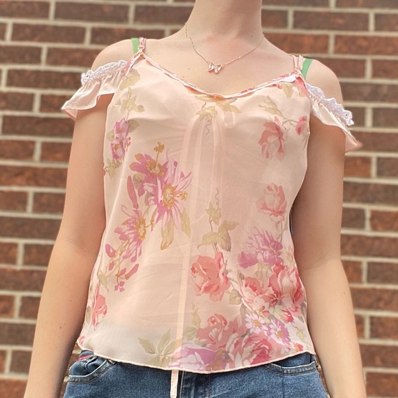Vintage Tops - Vintage sheer floral tank